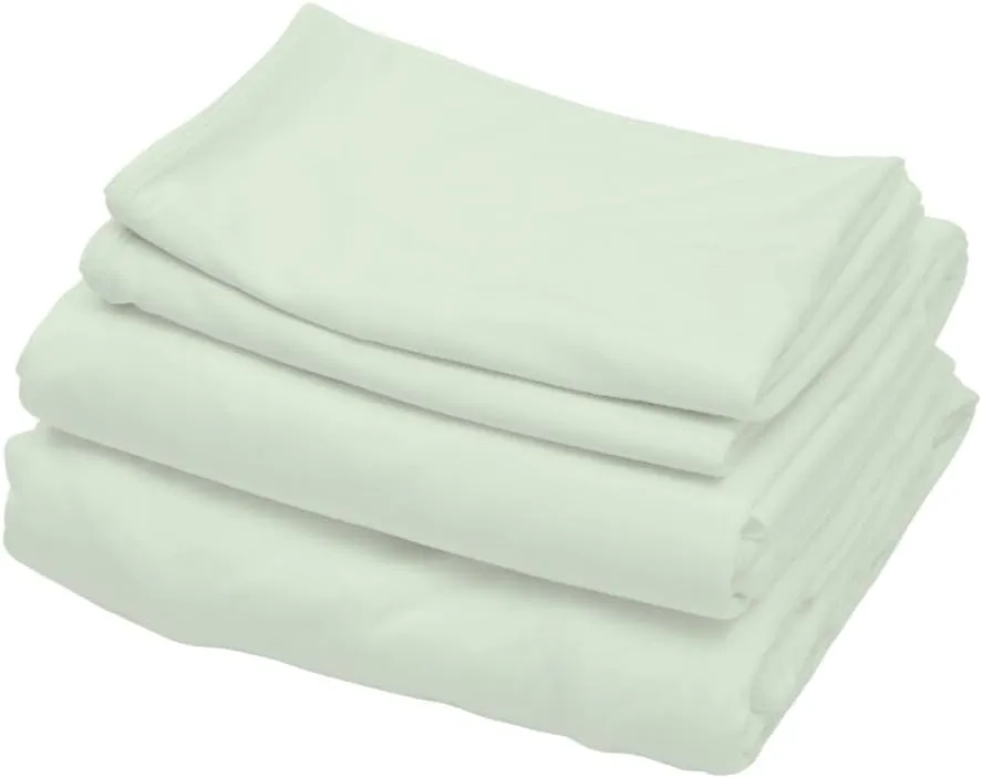 100% Cotton Bed Sheet Set with Deep Pocket - T-Shirt Fabric Jersey Knit - Extra Soft - Easy Fit - 4 Piece Set with Pillowcases - All Season - Comfy – 4 pcs (Mineral Green, Queen)