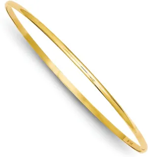 14k Gold 2mm Solid Polished Half-round Slip-on Bangle