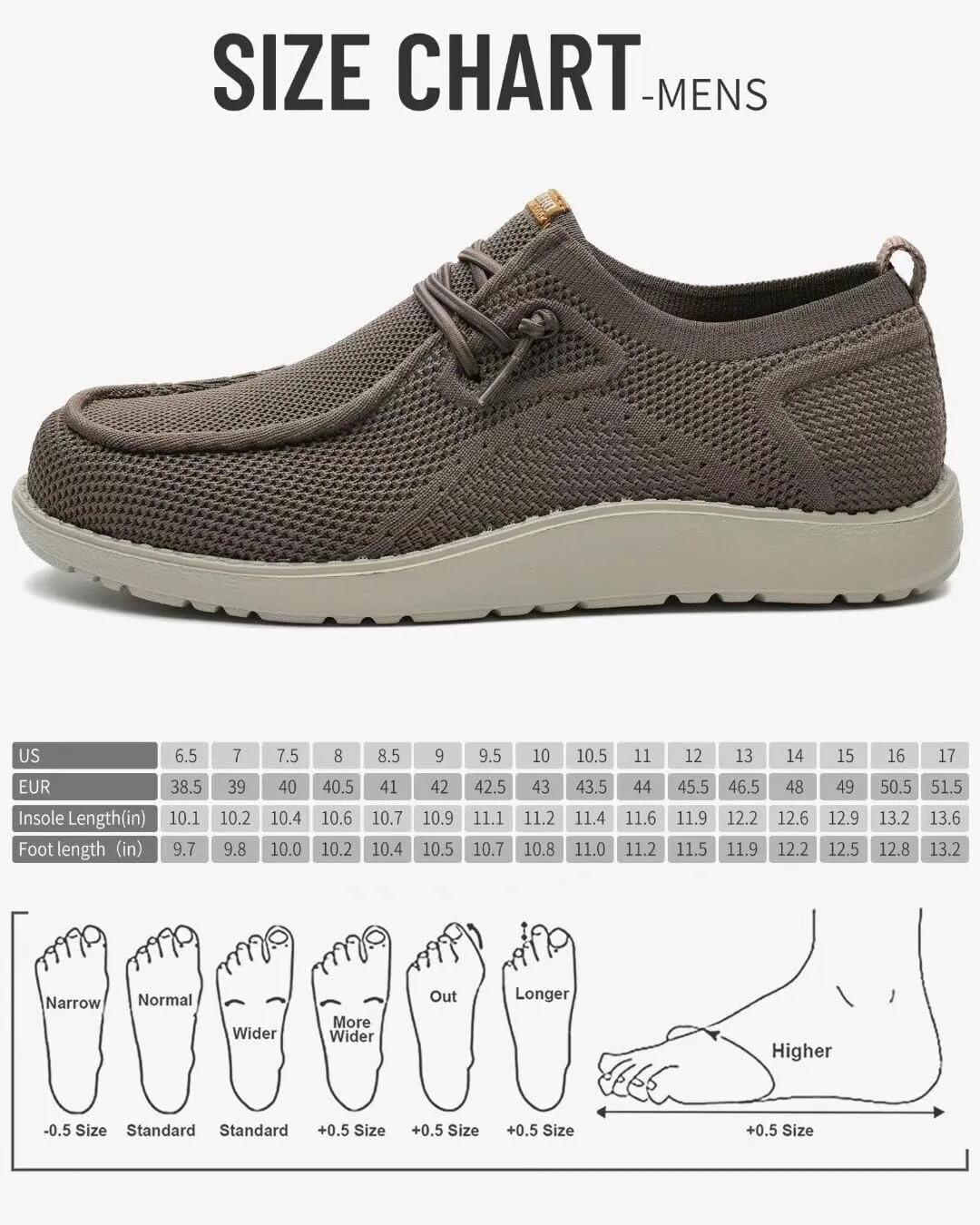 1TAZERO Wide-Shoes for Men-Slip on Walking-Loafers Casual-Shoes - Wide Width Comfortable Orthopedic Shoes for Men with Arch Support for Plantar Fasciitis