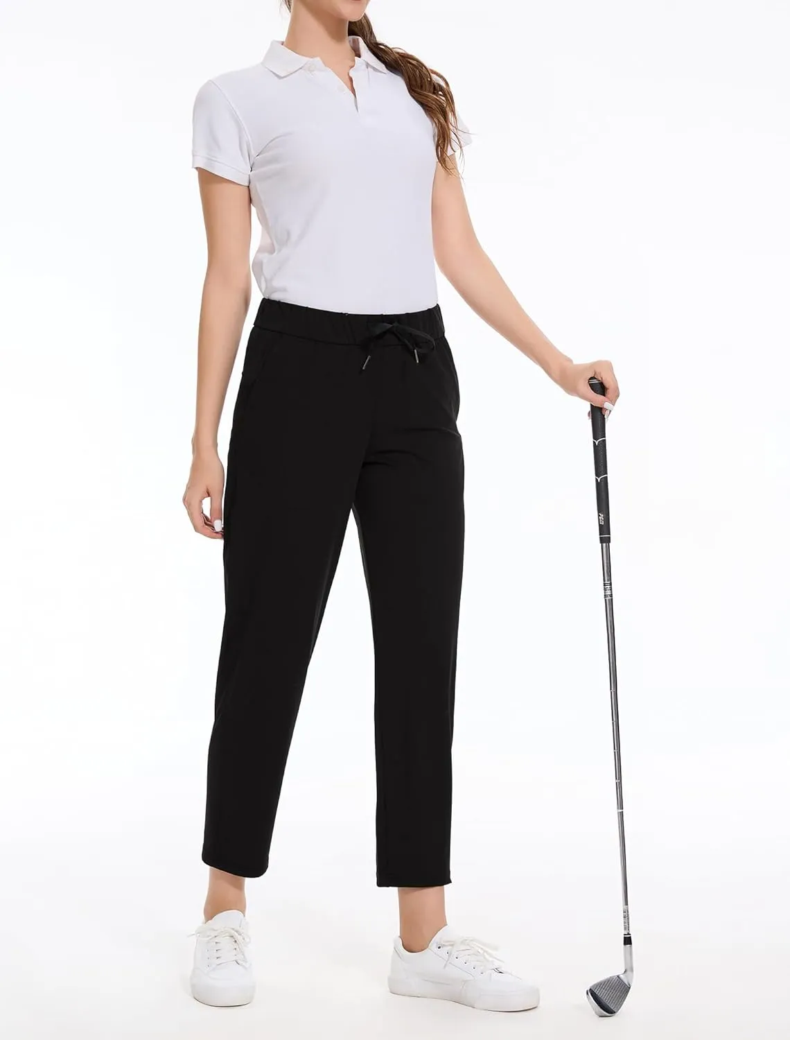 2 Pack Women's Pants with Deep Pockets Stretch Soft Sweatpants for Casual Athletic Lounge Work Golf Travel