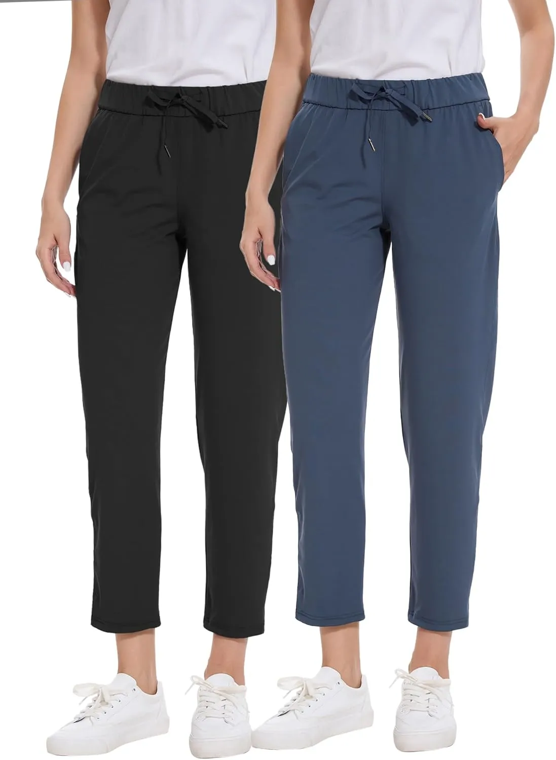 2 Pack Women's Pants with Deep Pockets Stretch Soft Sweatpants for Casual Athletic Lounge Work Golf Travel