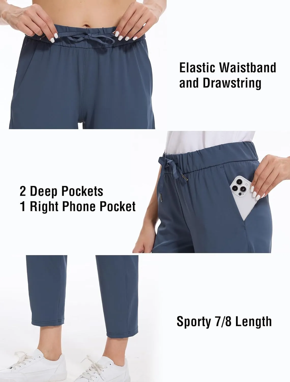 2 Pack Women's Pants with Deep Pockets Stretch Soft Sweatpants for Casual Athletic Lounge Work Golf Travel