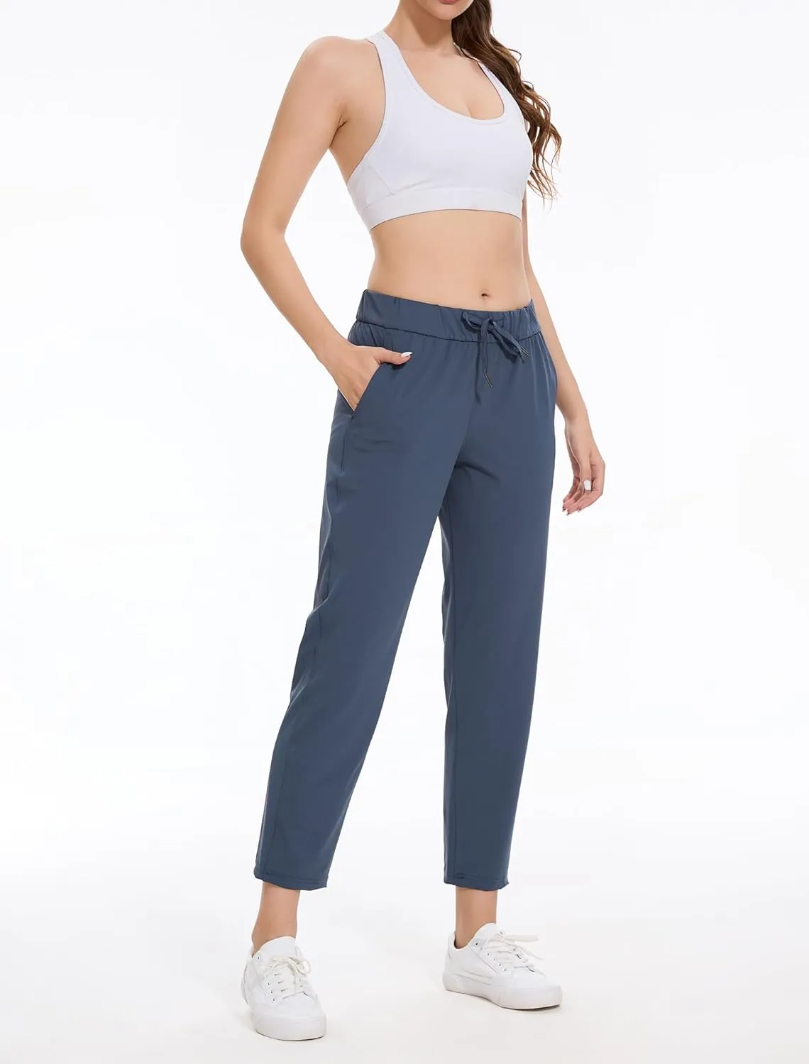 2 Pack Women's Pants with Deep Pockets Stretch Soft Sweatpants for Casual Athletic Lounge Work Golf Travel