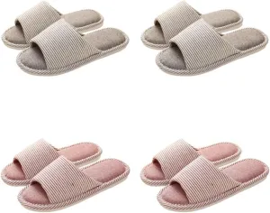 4 Pairs Spa Slippers - Non Slip Disposable Slippers for Guests, Men & Women - Washable & Travel Friendly