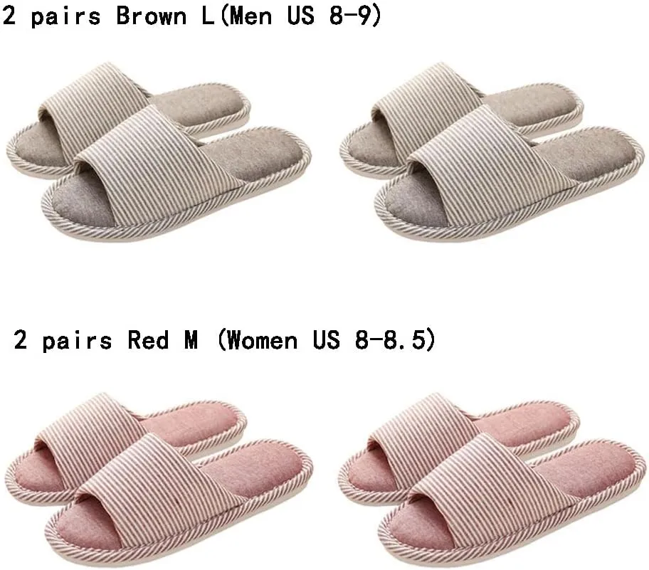 4 Pairs Spa Slippers - Non Slip Disposable Slippers for Guests, Men & Women - Washable & Travel Friendly