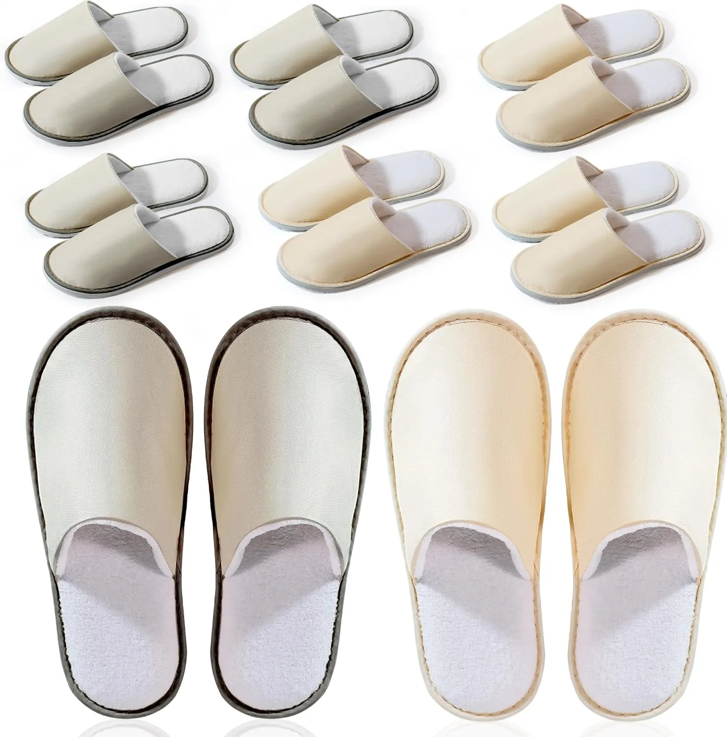 6-8 Pairs Disposable Slippers, Non Slip Slippers for Guests, Washable & Reusable, Soft and Breathable Crystal Twill Fabric, Unisex, Suitable for house, Hotel, Travel, Parties, Spa, Wedding