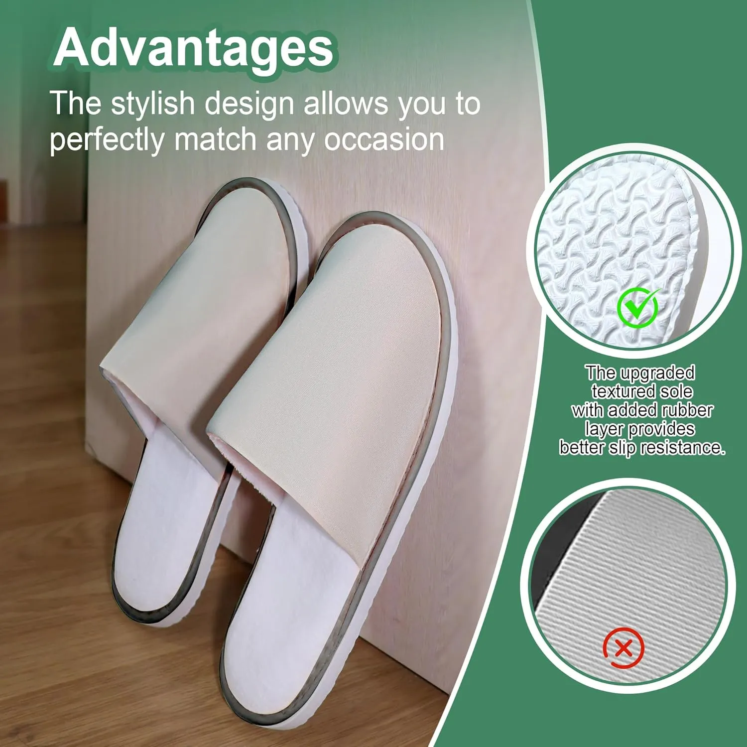 6-8 Pairs Disposable Slippers, Non Slip Slippers for Guests, Washable & Reusable, Soft and Breathable Crystal Twill Fabric, Unisex, Suitable for house, Hotel, Travel, Parties, Spa, Wedding