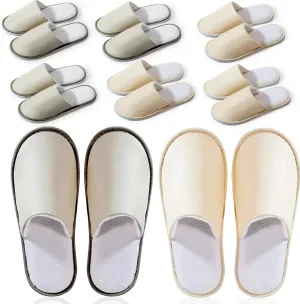 6-8 Pairs Disposable Slippers, Non Slip Slippers for Guests, Washable & Reusable, Soft and Breathable Crystal Twill Fabric, Unisex, Suitable for house, Hotel, Travel, Parties, Spa, Wedding