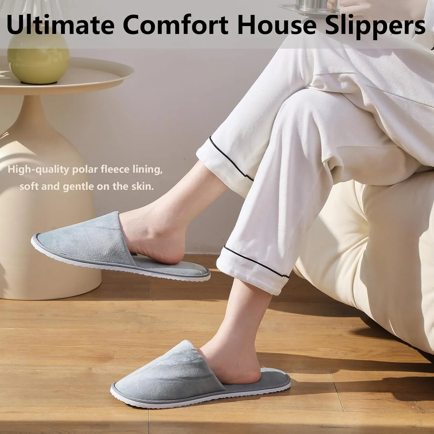 6 Pairs Disposable Slippers for Guest, Non Slip Spa Slides Washable Reusable House Shoes Hotel Indoor Slippers for Women Men, Home,Travel