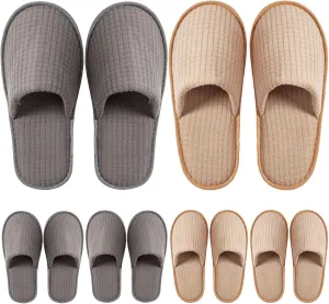 6 Pairs Disposable Slippers for Guest, Non Slip Spa Slides Washable Reusable House Shoes Hotel Indoor Slippers for Women Men, Home,Travel