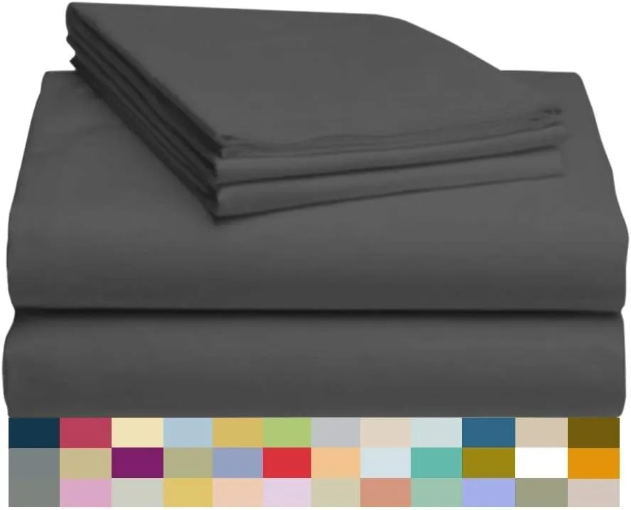 800-Thread-Count 100% Cotton Sheet Pure Grey Cal King-Sheets Set, 4-Piece Long-Staple Cotton Best-Bedding Sheets for Bed, Soft & Silky Sateen Weave Fits Mattress Upto 18'' Deep Pocket