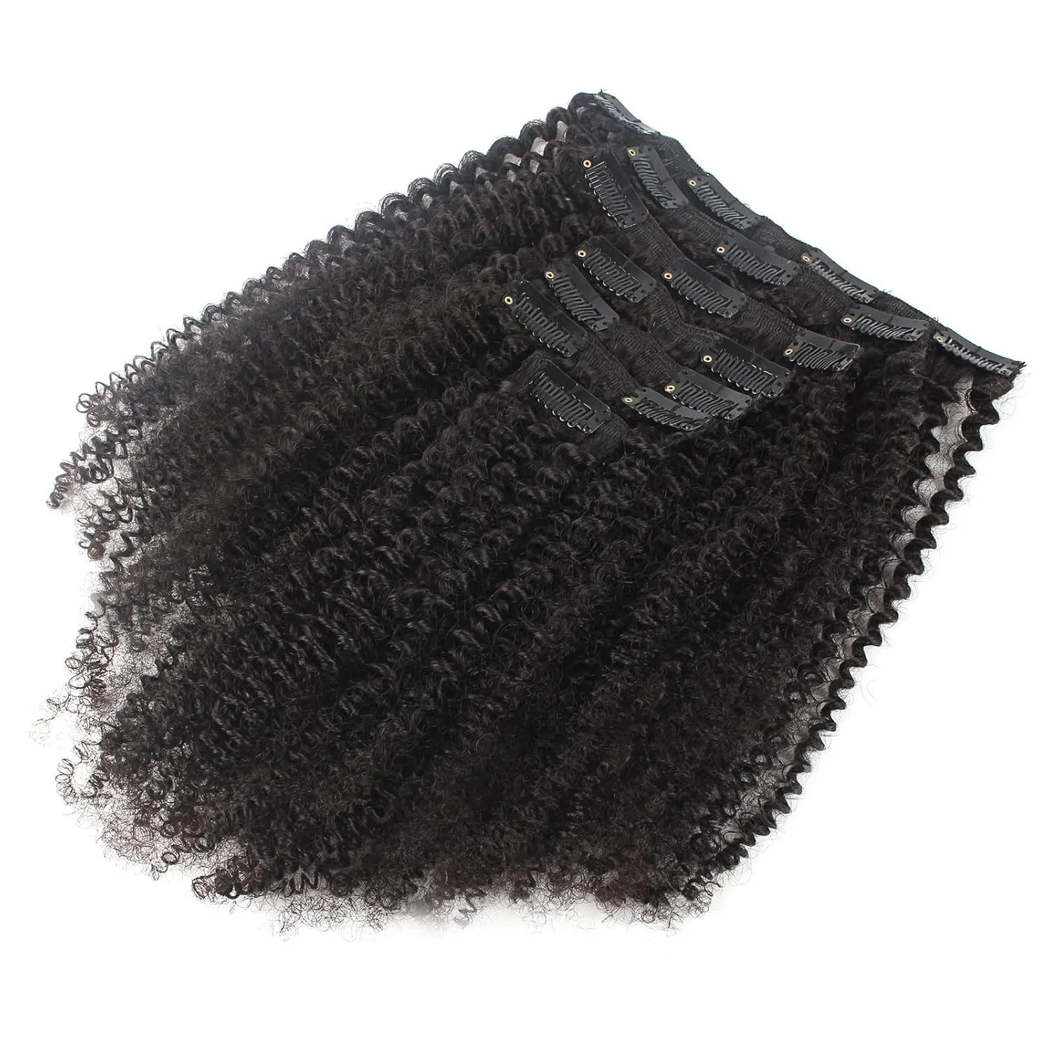 ABH AMAZINGBEAUTY HAIR Afro Curly Clip in Hair Extensions Real Human Hair 4A 4B Curly Clip ins for Black Women 120g 7 Pieces 17 Clips, #1B Natural Black 14 Inch