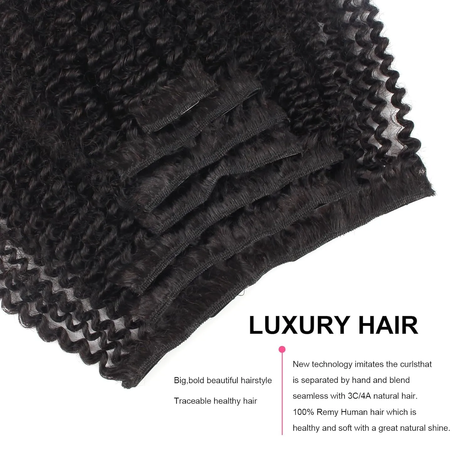 ABH AMAZINGBEAUTY HAIR Afro Curly Clip in Hair Extensions Real Human Hair 4A 4B Curly Clip ins for Black Women 120g 7 Pieces 17 Clips, #1B Natural Black 14 Inch