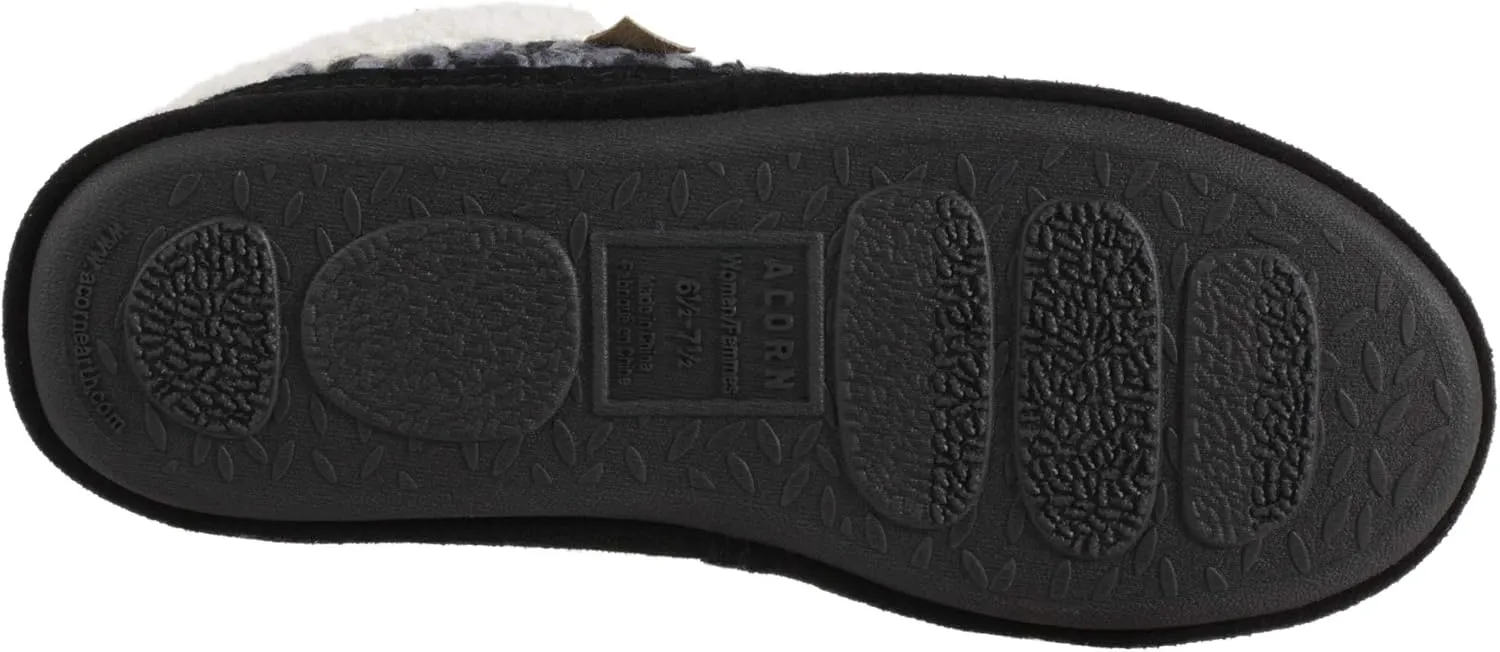 Acorn Womens Slipper with Berber Lining, Suede Siding and Durable Non-Slip Indoor/Outdoor Sole