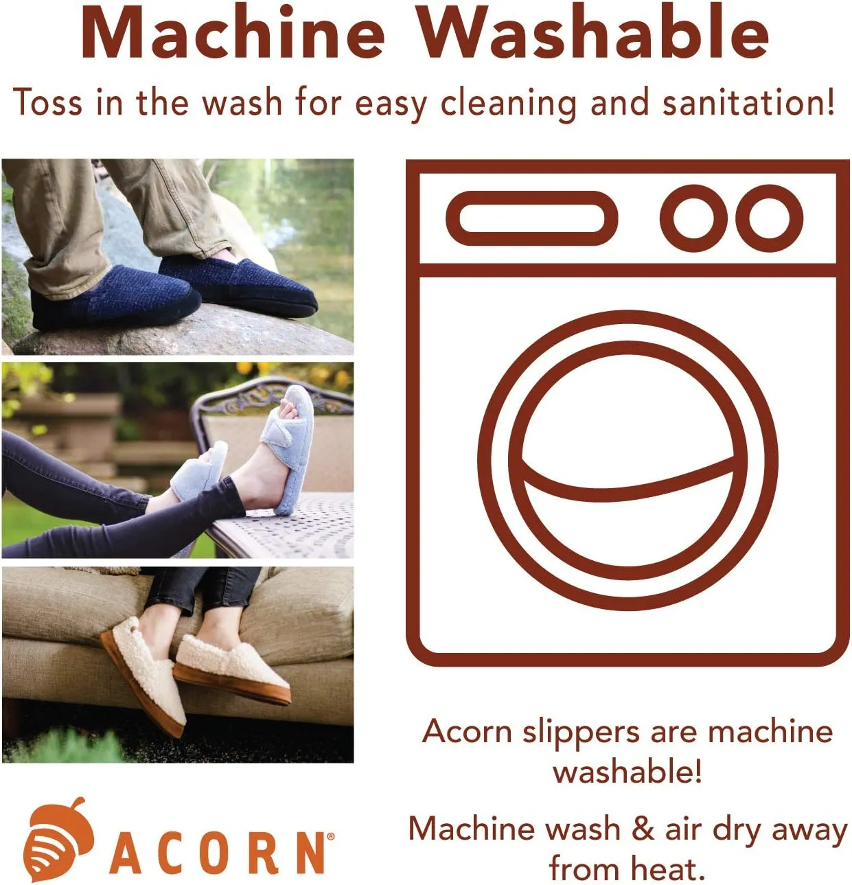 Acorn Womens Slipper with Berber Lining, Suede Siding and Durable Non-Slip Indoor/Outdoor Sole