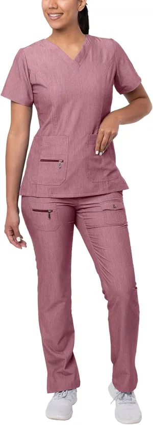 Adar Pro Breakthrough Plus Scrub Set for Women - Enhanced V-Neck Top & Multi Pocket Pants