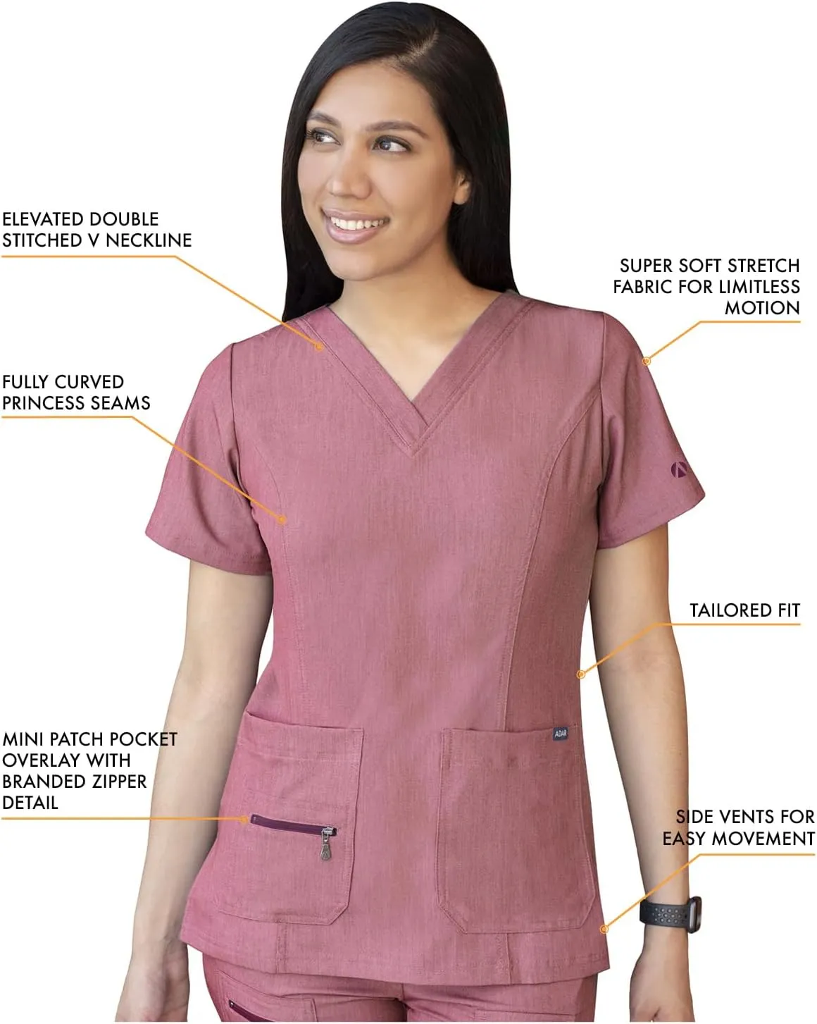 Adar Pro Breakthrough Plus Scrub Set for Women - Enhanced V-Neck Top & Multi Pocket Pants