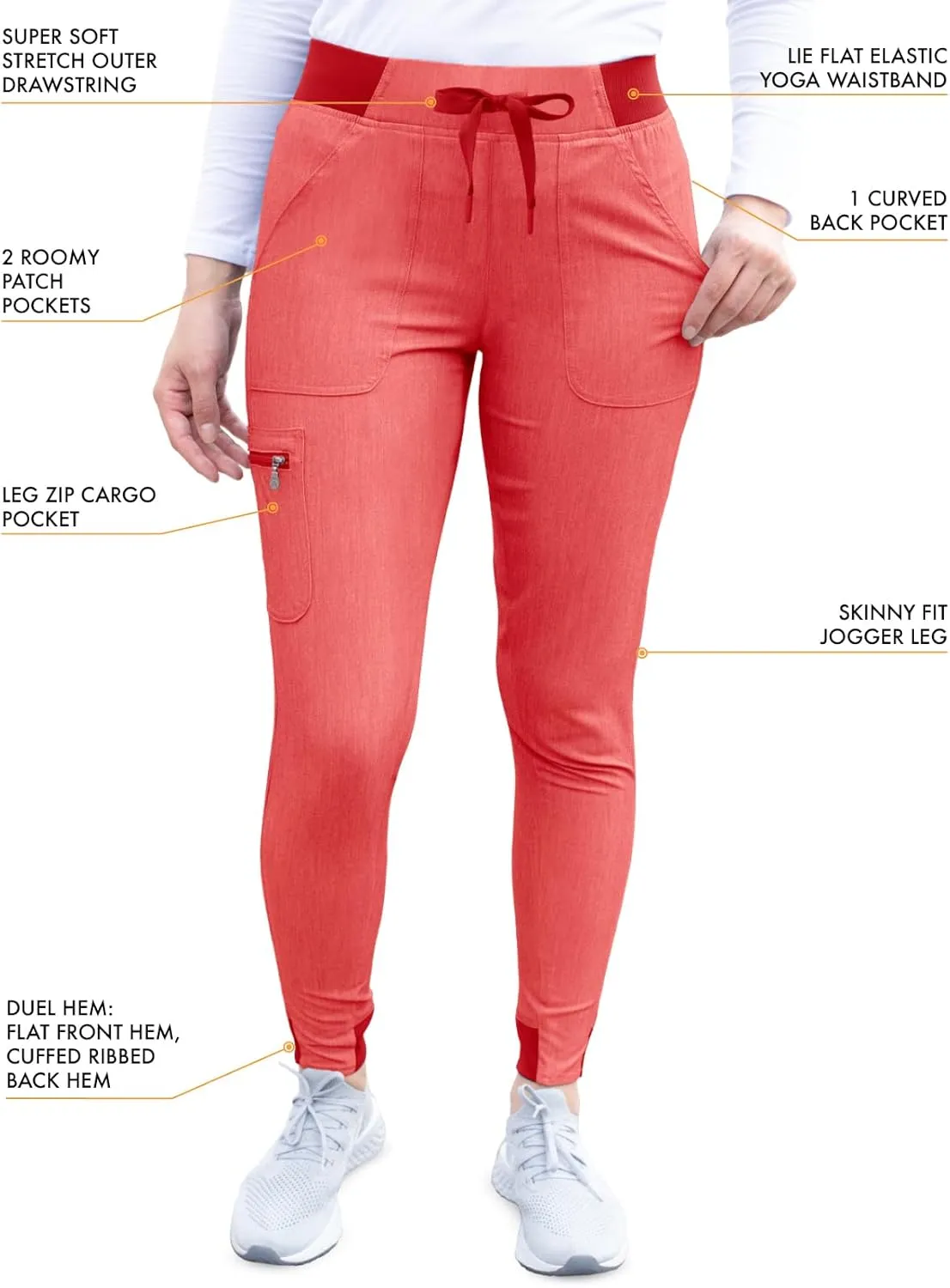 Adar Pro Modern Athletic Scrub Set For Women - Modern V-Neck Scrub Top & Yoga Jogger Scrub Pants