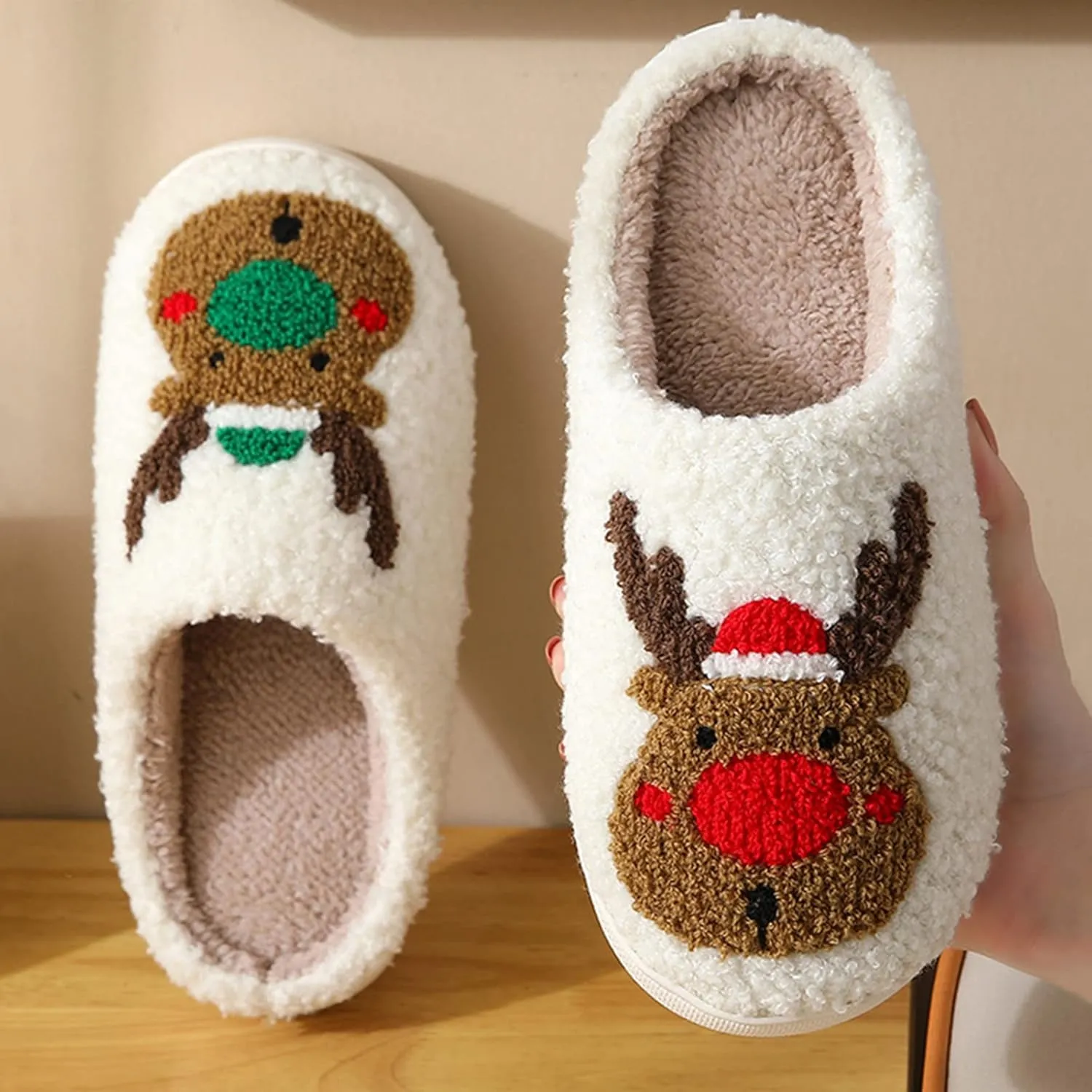 Adisputent Women's Fluffy Slippers - Warm, Cozy, Plush Fuzzy Cushion Slip-On House Slippers for Indoor and Outdoor