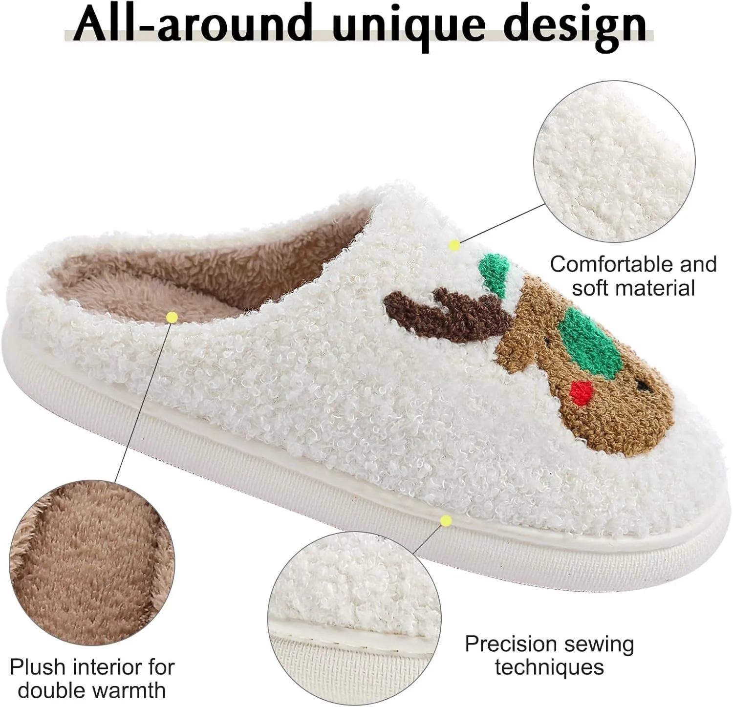 Adisputent Women's Fluffy Slippers - Warm, Cozy, Plush Fuzzy Cushion Slip-On House Slippers for Indoor and Outdoor