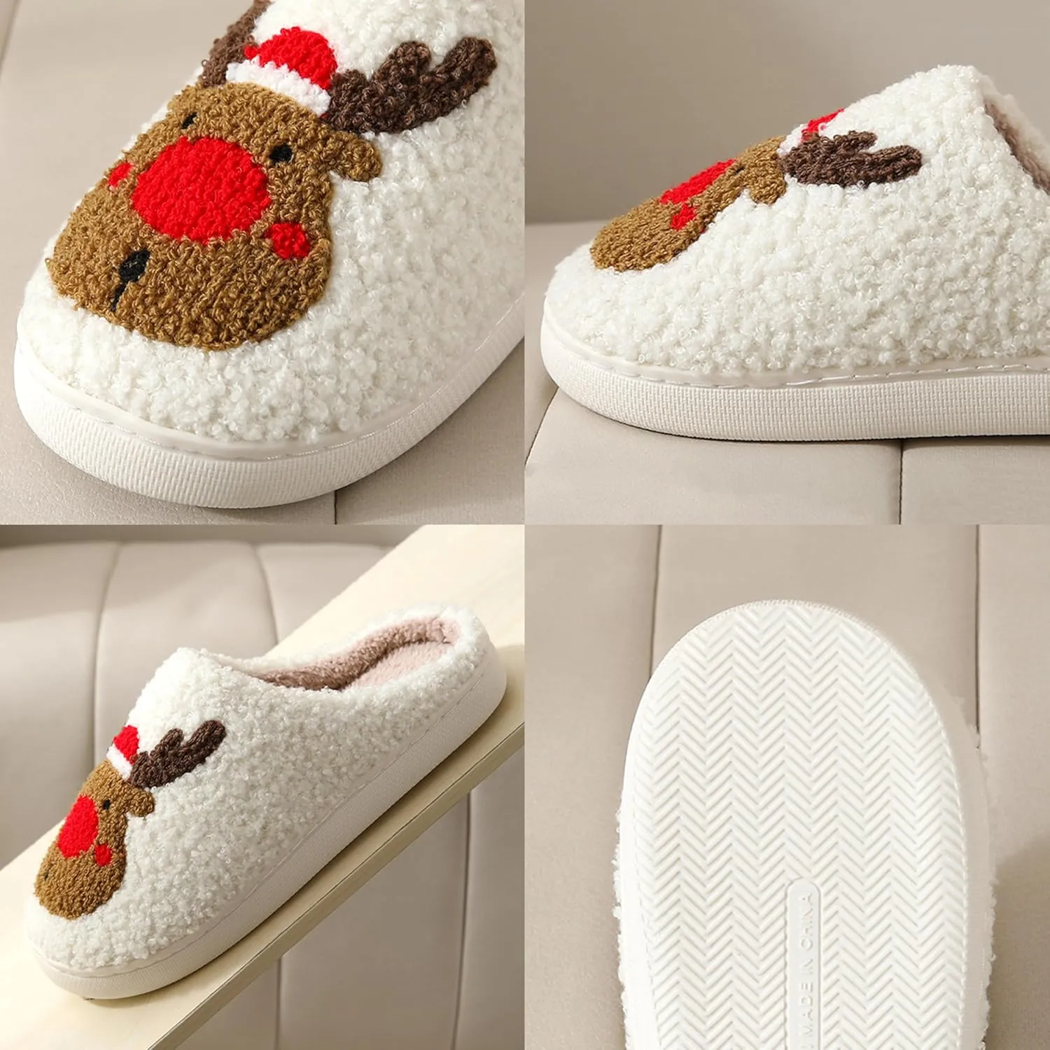 Adisputent Women's Fluffy Slippers - Warm, Cozy, Plush Fuzzy Cushion Slip-On House Slippers for Indoor and Outdoor
