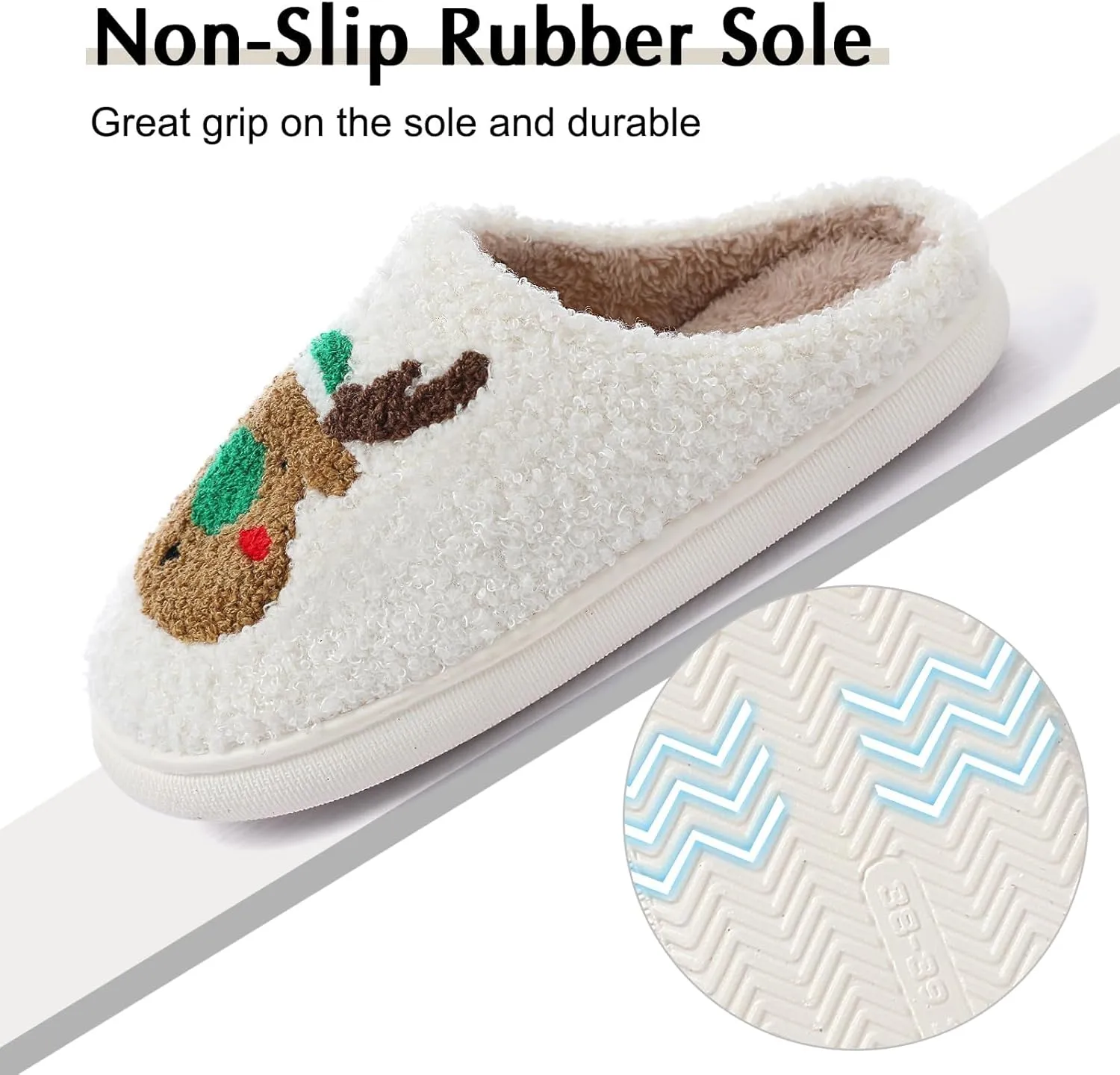 Adisputent Women's Fluffy Slippers - Warm, Cozy, Plush Fuzzy Cushion Slip-On House Slippers for Indoor and Outdoor
