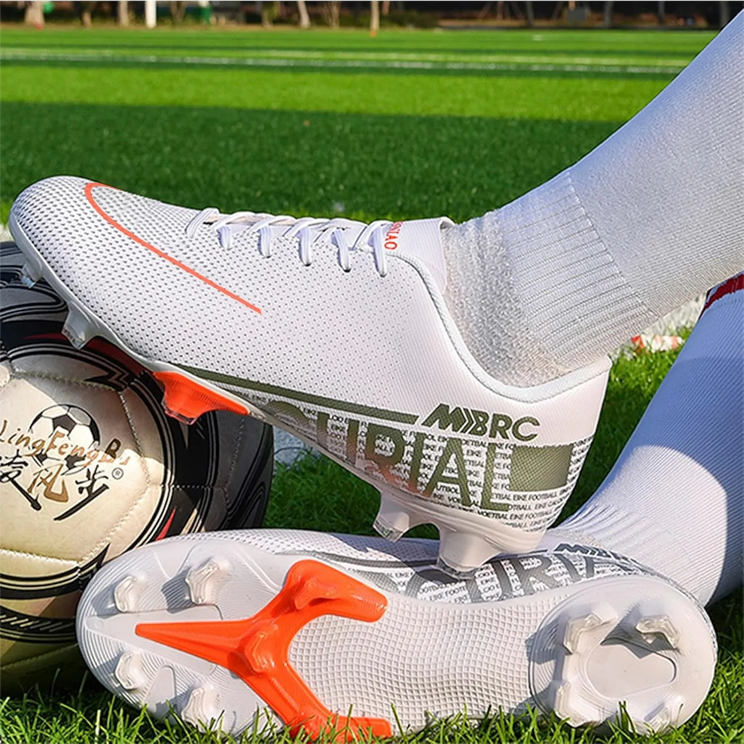 Adult Soccer Cleats Men-High-Tops Slip-On Lace Up Football Shoes for Youth Soccer Shoes Indoor Outdoor AG FG