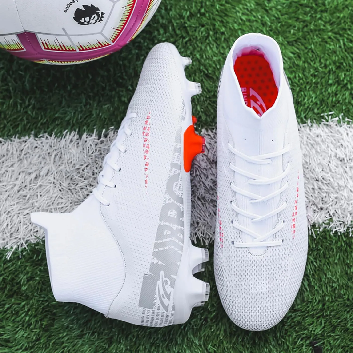 Adult Soccer Cleats Men-High-Tops Slip-On Lace Up Football Shoes for Youth Soccer Shoes Indoor Outdoor AG FG