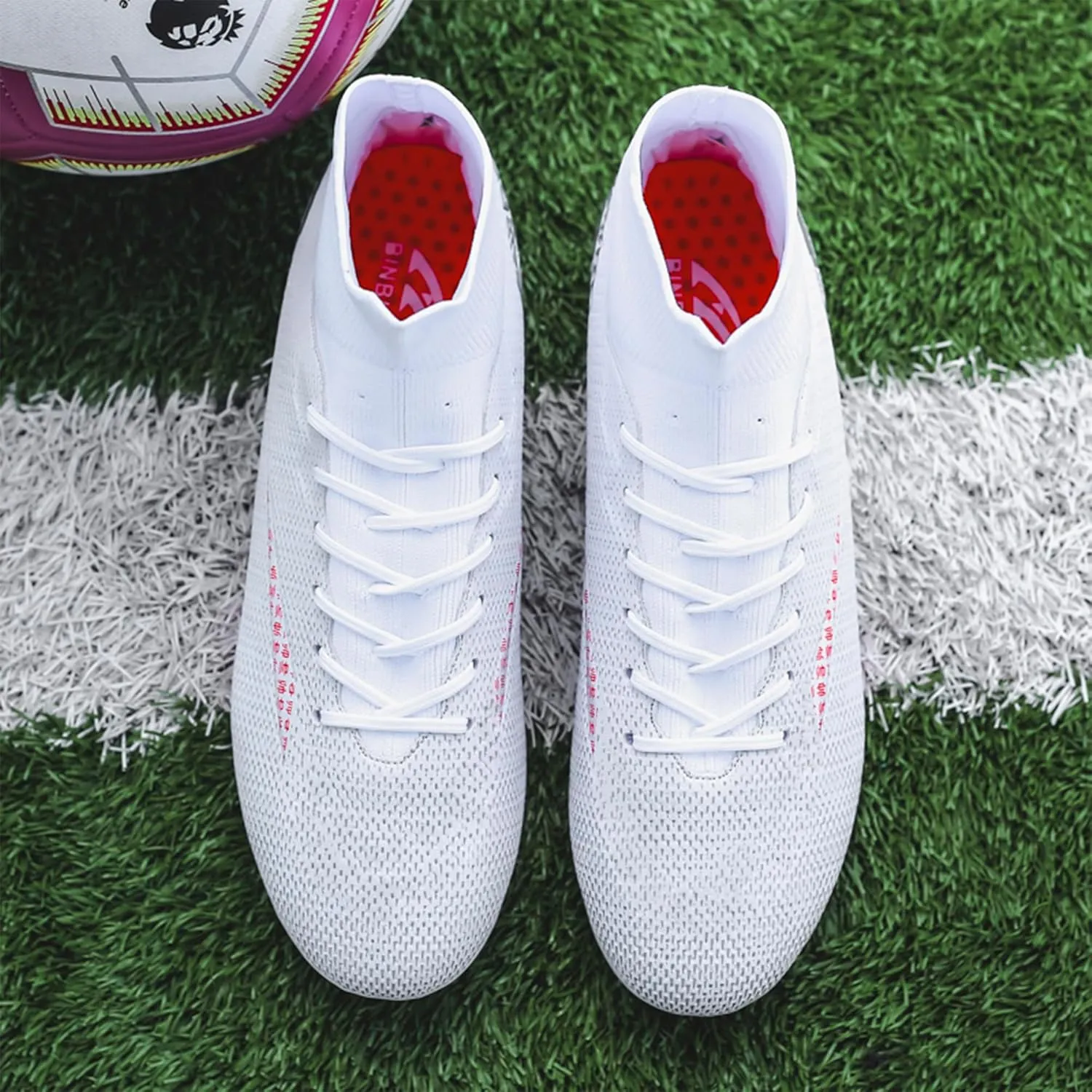 Adult Soccer Cleats Men-High-Tops Slip-On Lace Up Football Shoes for Youth Soccer Shoes Indoor Outdoor AG FG