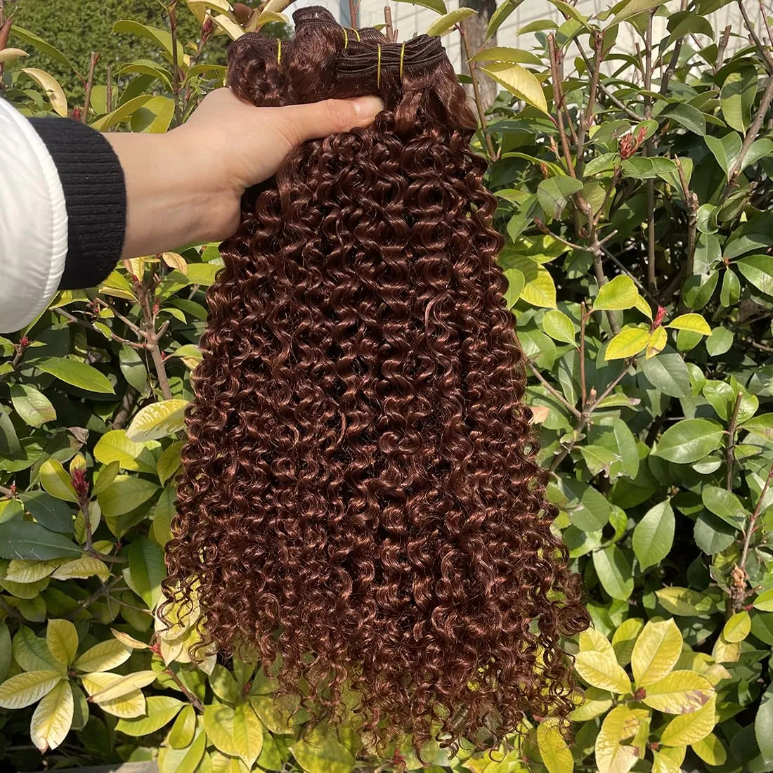 Afro Kinky Curly Synthetic Hair Weave 3 Bundles 18 20 22 Inches 300 Gram Jerry Curl Bundle High Temperature Fiber Hair Extensions for Black Women Brown Color 33