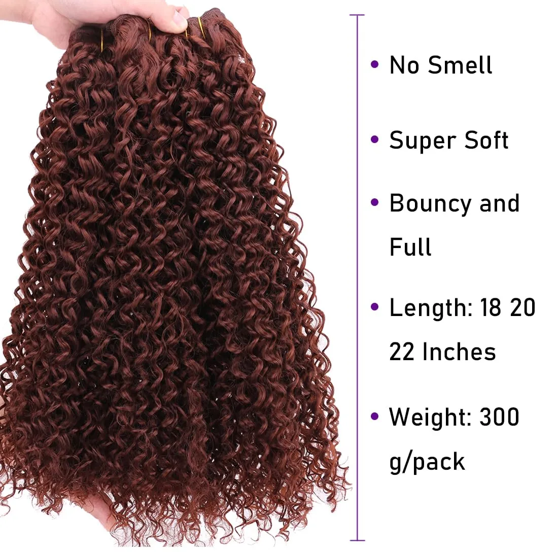 Afro Kinky Curly Synthetic Hair Weave 3 Bundles 18 20 22 Inches 300 Gram Jerry Curl Bundle High Temperature Fiber Hair Extensions for Black Women Brown Color 33