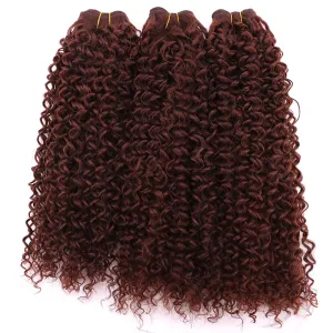Afro Kinky Curly Synthetic Hair Weave 3 Bundles 18 20 22 Inches 300 Gram Jerry Curl Bundle High Temperature Fiber Hair Extensions for Black Women Brown Color 33