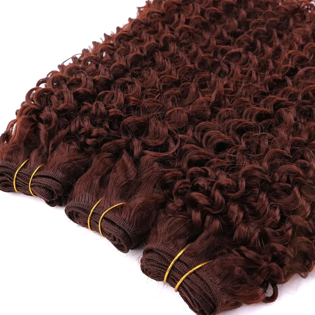 Afro Kinky Curly Synthetic Hair Weave 3 Bundles 18 20 22 Inches 300 Gram Jerry Curl Bundle High Temperature Fiber Hair Extensions for Black Women Brown Color 33