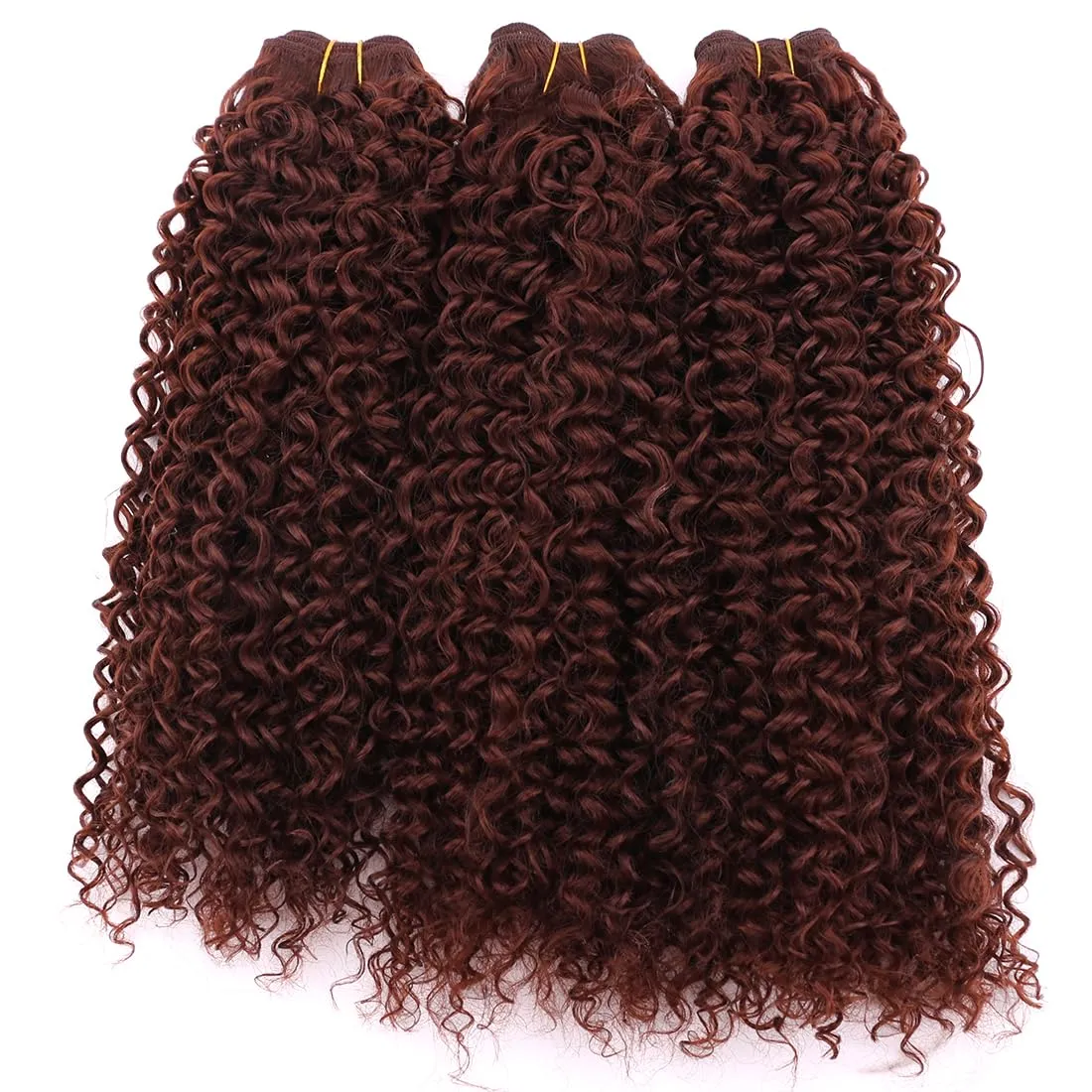 Afro Kinky Curly Synthetic Hair Weave 3 Bundles 18 20 22 Inches 300 Gram Jerry Curl Bundle High Temperature Fiber Hair Extensions for Black Women Brown Color 33