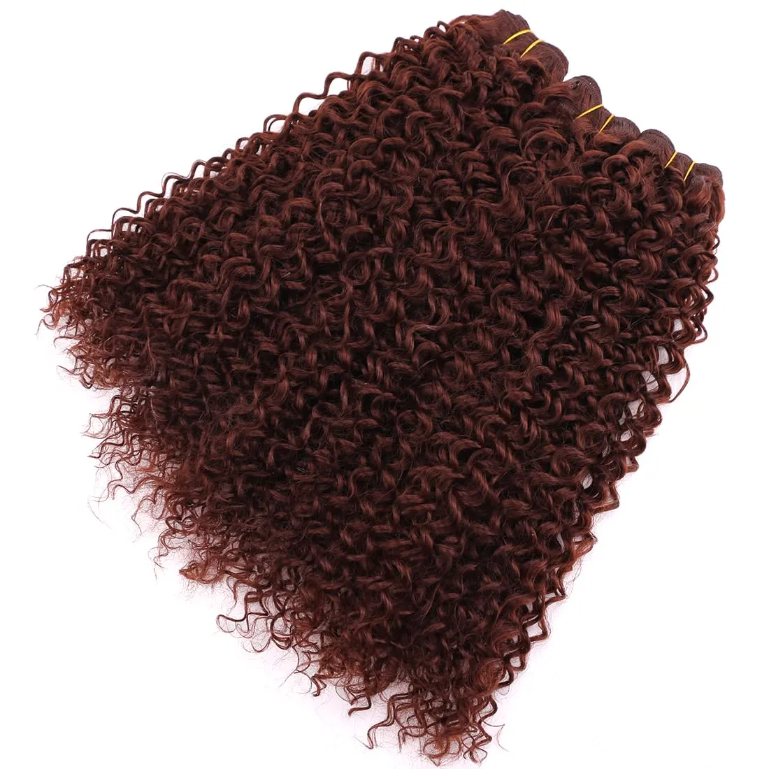 Afro Kinky Curly Synthetic Hair Weave 3 Bundles 18 20 22 Inches 300 Gram Jerry Curl Bundle High Temperature Fiber Hair Extensions for Black Women Brown Color 33