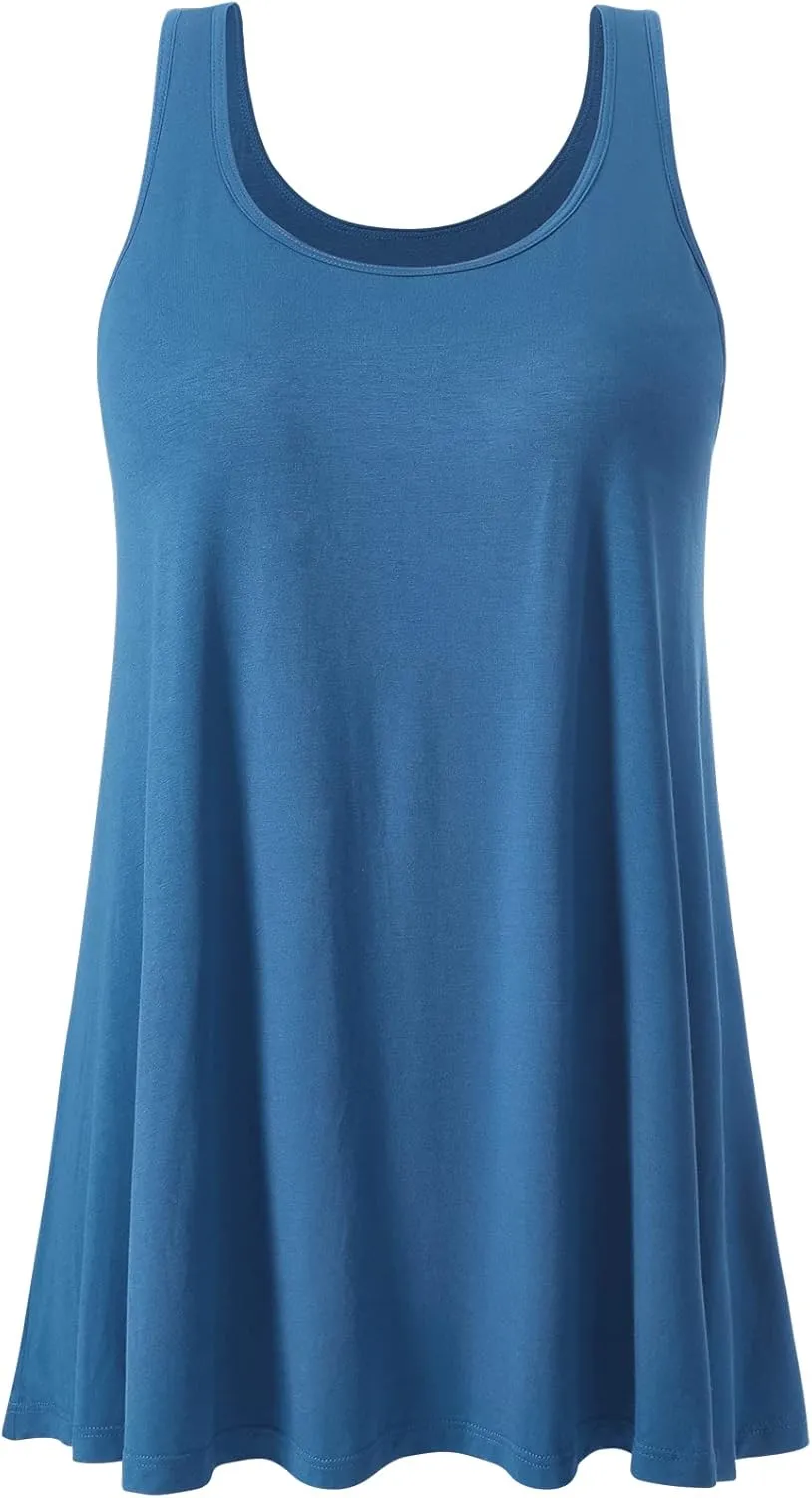 Air Curvey Tank Tops for Women Build in Bra Casual Flowy Tank Pleated Loose Fit S-XXXXL