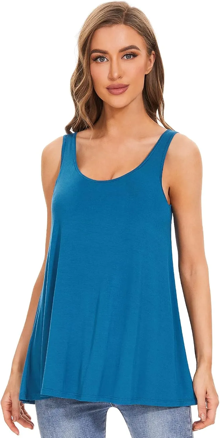 Air Curvey Tank Tops for Women Build in Bra Casual Flowy Tank Pleated Loose Fit S-XXXXL