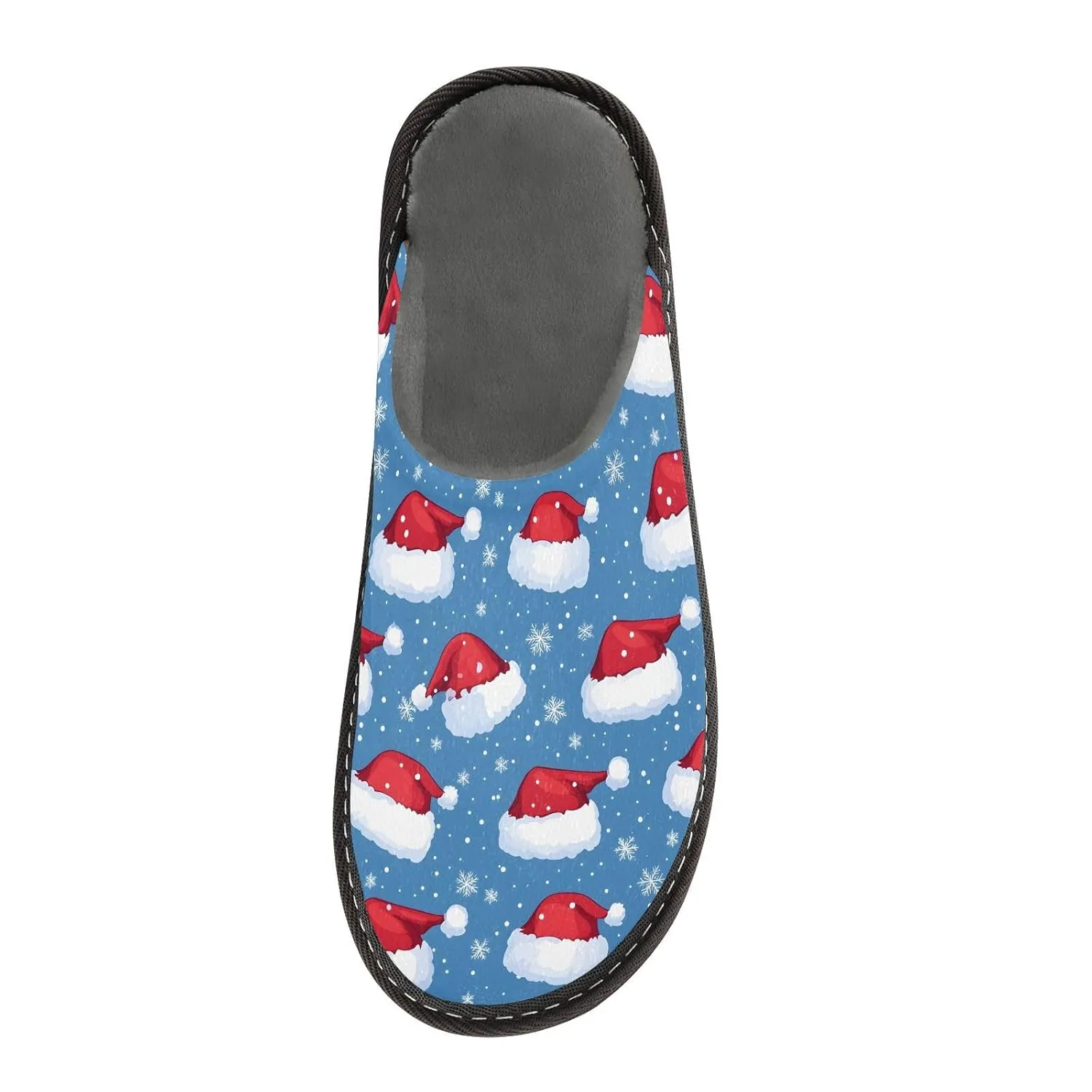 ALAZA Red Hat Merry Christmas Snowflake Fuzzy Slippers for Women Men Warm Soft Lightweight Memory Foam House Slippers 4-5