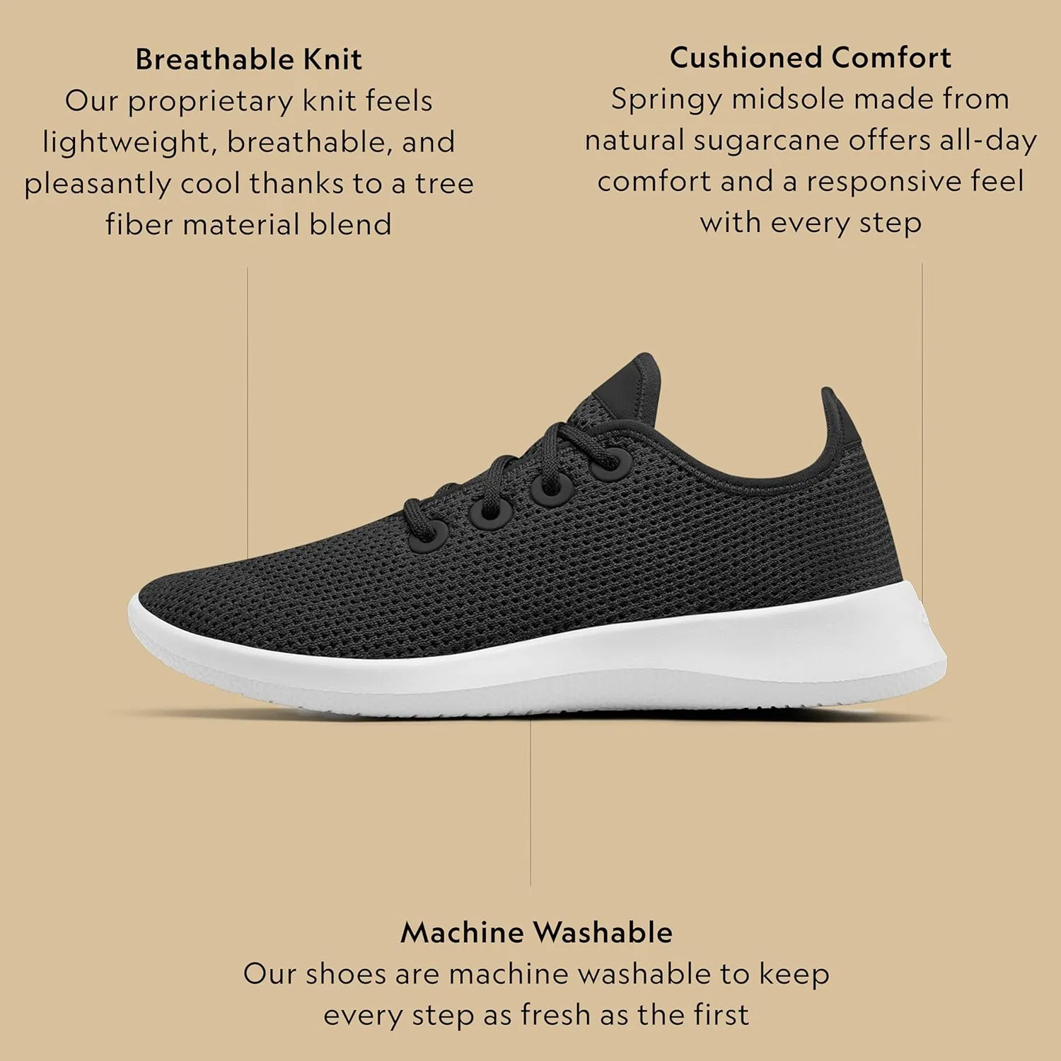 Allbirds Women’s Tree Runners Everyday Sneakers, Machine Washable Shoe Made with Natural Materials
