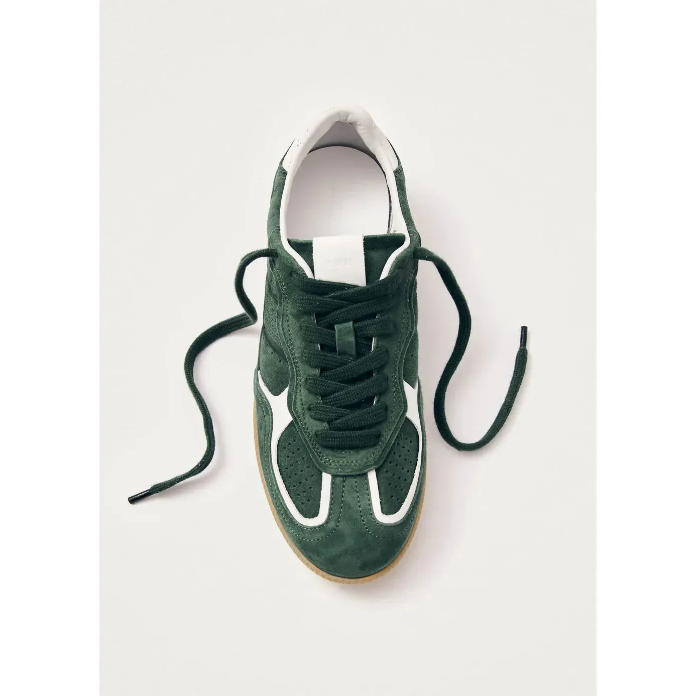 ALOHAS Green Suede Sneakers with White Leather Accent