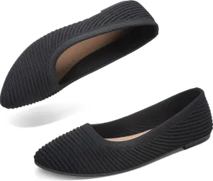 ALTOCIS Womens Knit Ballet Flats Ladies Comfortable Pointed-Toe Dressy Shoes Casual Soft Flat Shoes Ballerina Walking Flats Shoes