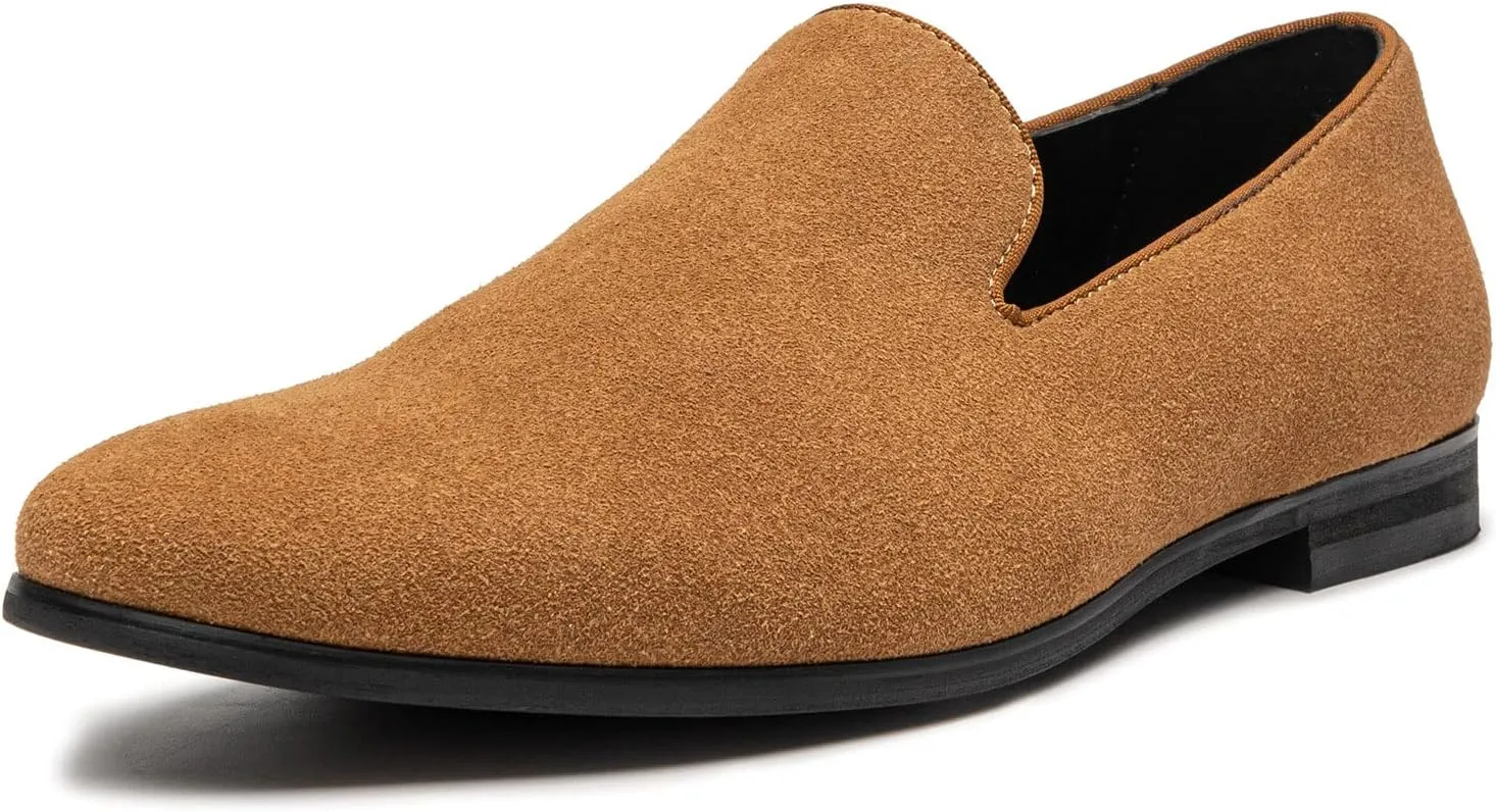 AMAPO Men's Velvet Loafer Shoes,Casual Penny Loafers for Men,Slip-on Dress Men Shoes Black