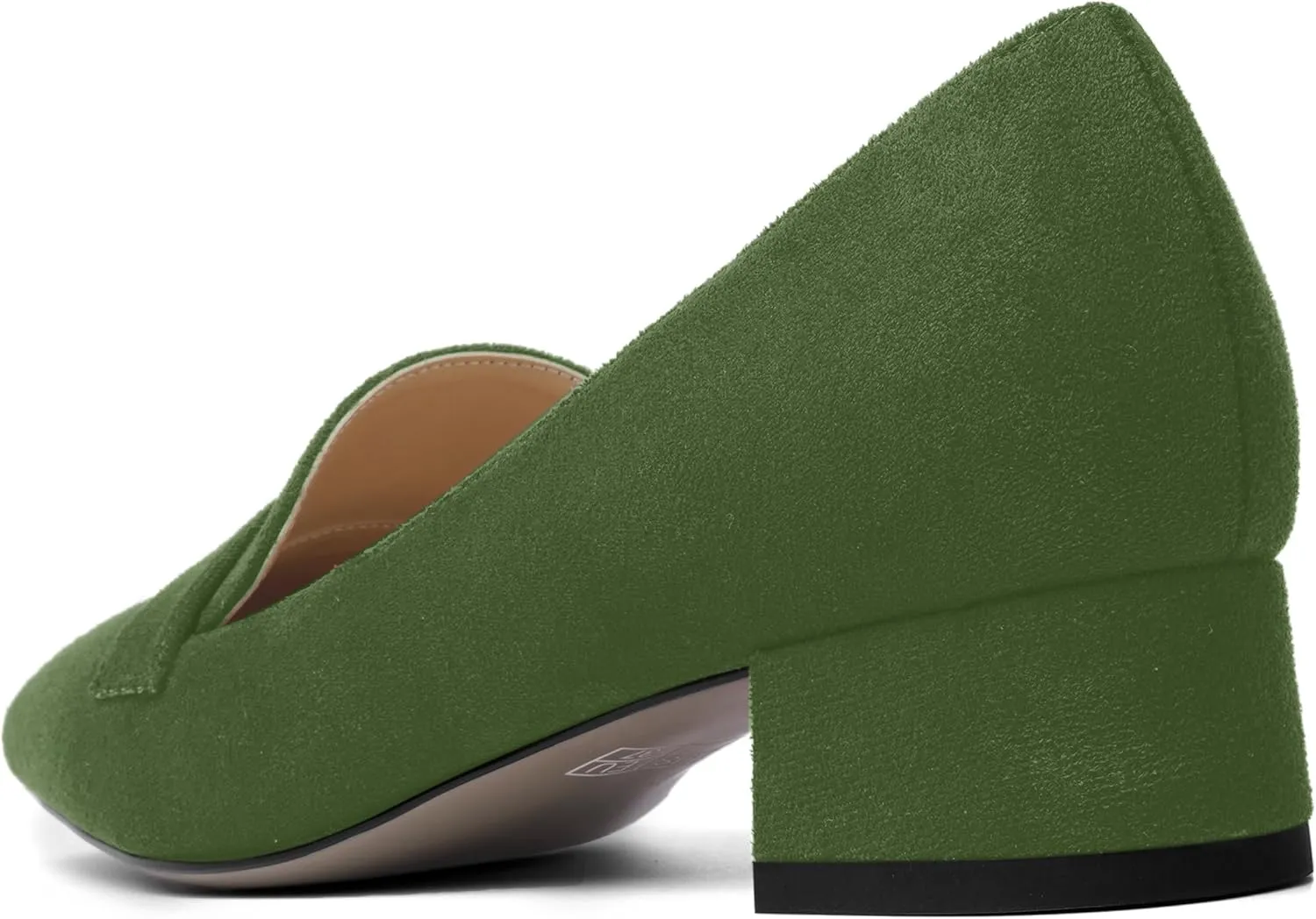 AMBELIGHT Womens Square Toe Casual Office Slip On Soild Block Low Heel Pumps Shoes 1.5 Inch