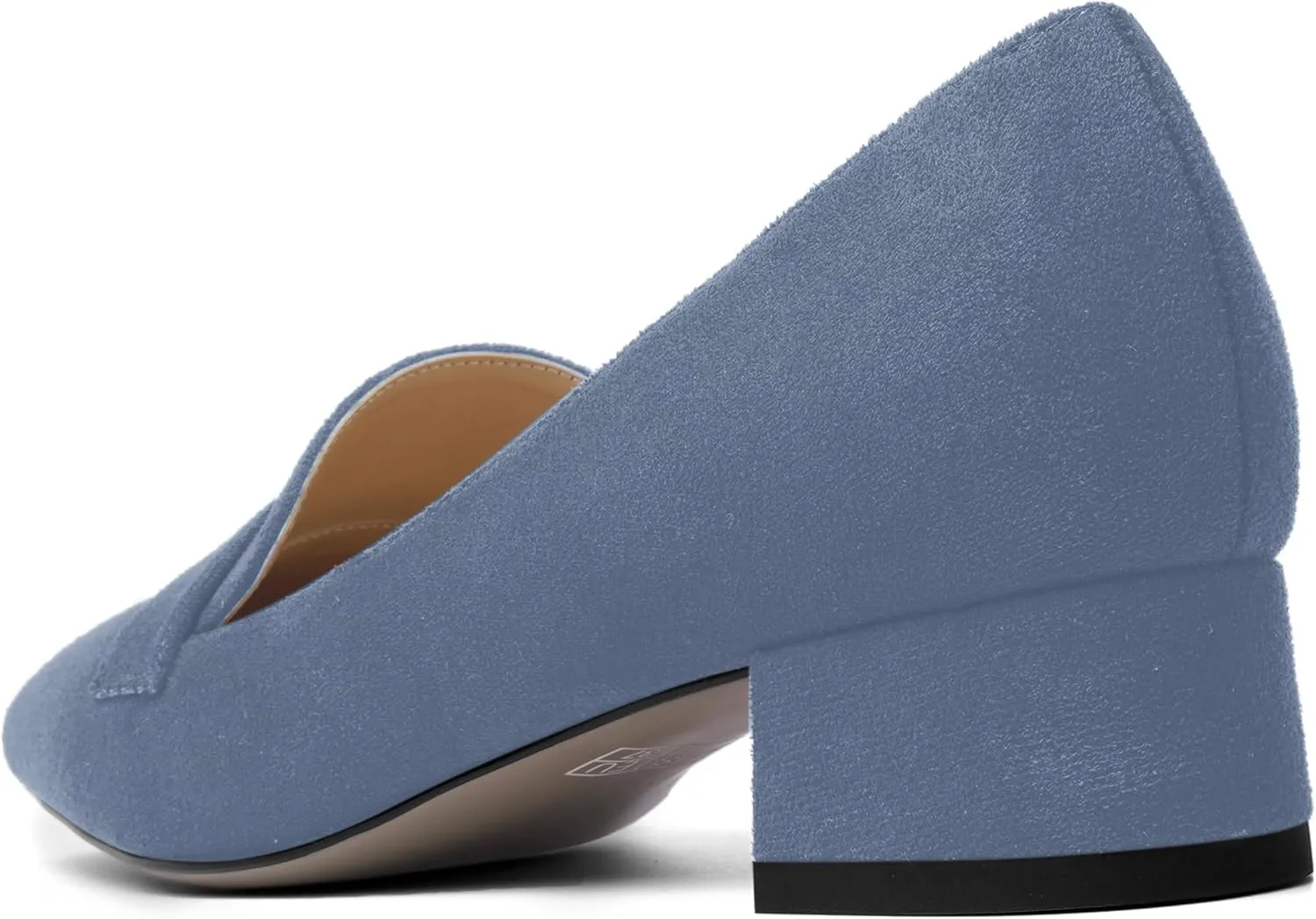 AMBELIGHT Womens Square Toe Casual Office Slip On Soild Block Low Heel Pumps Shoes 1.5 Inch