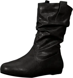 AMDBEL Mid Calf Boots for Women Low Heel Fall Boots for Women 2024 Fashion Riding Boots Slip On Ankle Booties Ladies Shoes