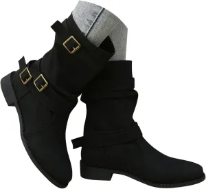 AMDBEL Winter Boots for Women 2024 Ankle Boots Low Heel Slip On Boots Winter Ladies Mid Calf Booties Shoes