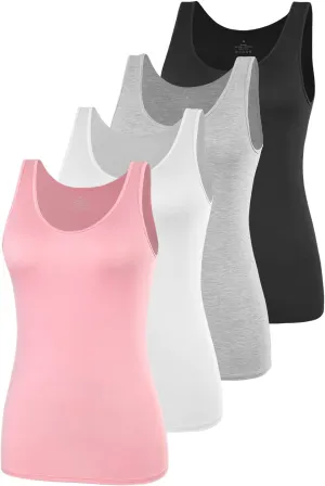 AMVELOP Basic Tank Top for Women Undershirts Sleeveless Layering Tank Top 2-4 Pack