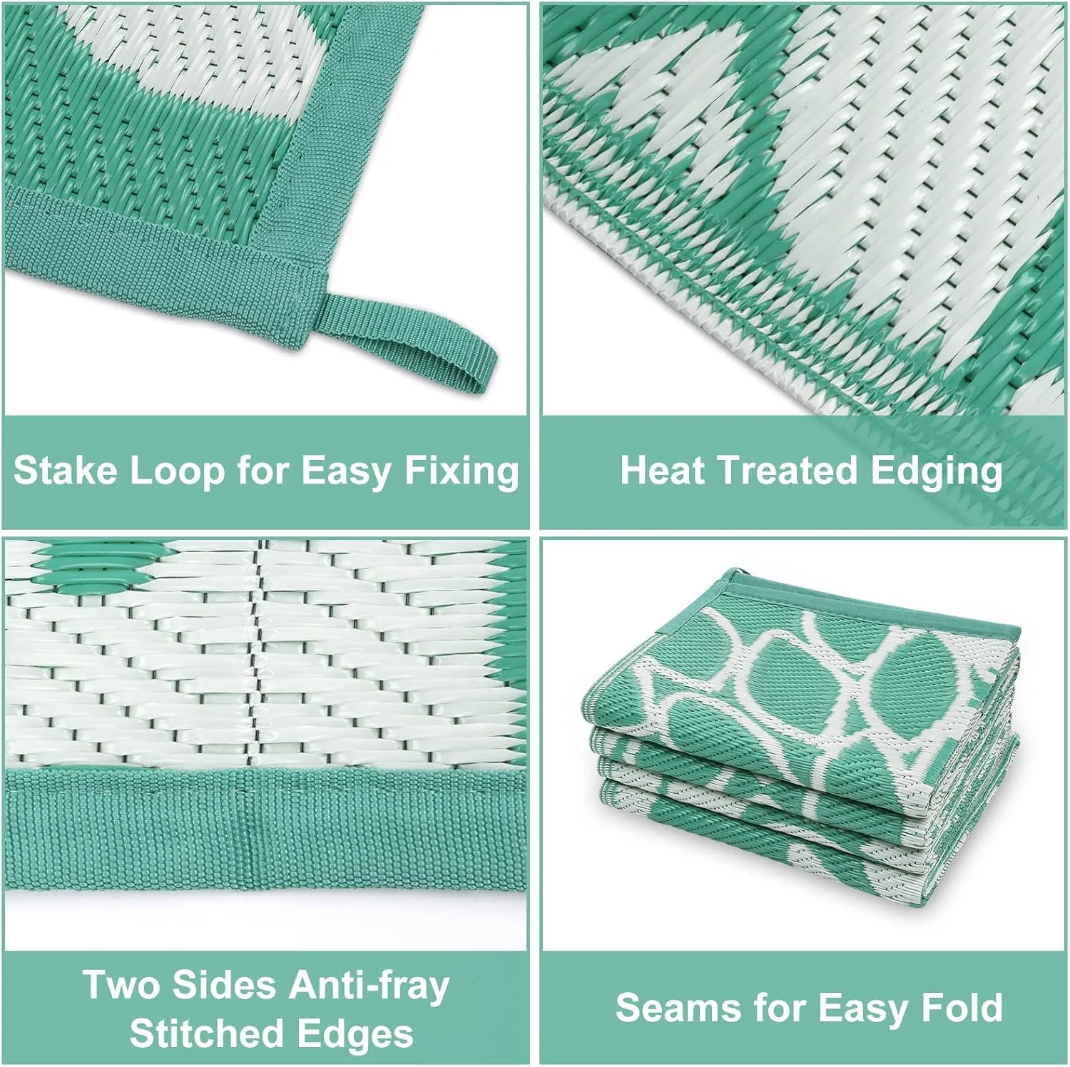 Anidaroel Outdoor Rugs 6x9ft for Patios Clearance Waterproof, Reversible Tropical Plastic Straw Camping Mat Outside Rug, Large Outdoor Area Rug for RV, Porch, Deck, Balcony, Picnic(6'x9')