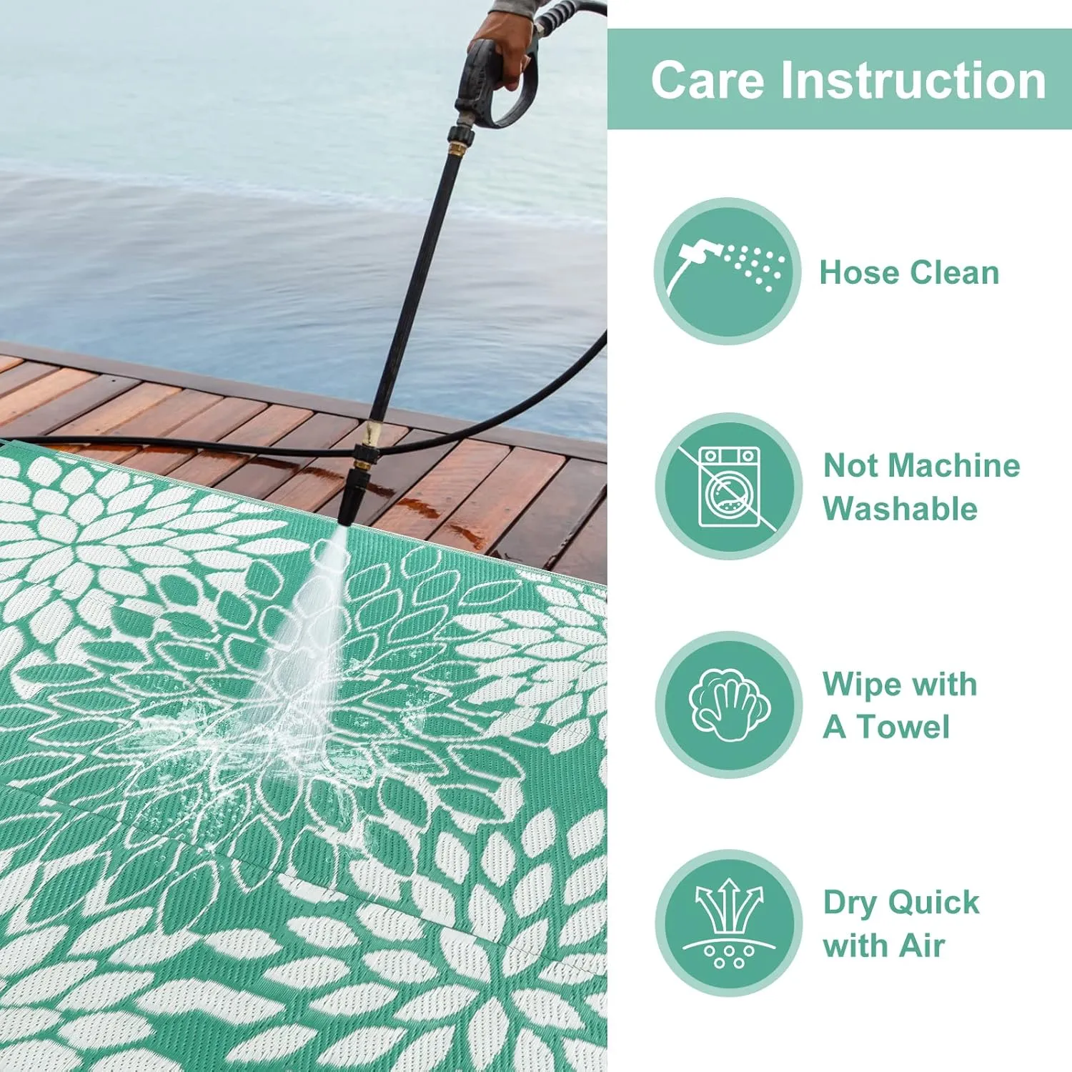 Anidaroel Outdoor Rugs 6x9ft for Patios Clearance Waterproof, Reversible Tropical Plastic Straw Camping Mat Outside Rug, Large Outdoor Area Rug for RV, Porch, Deck, Balcony, Picnic(6'x9')