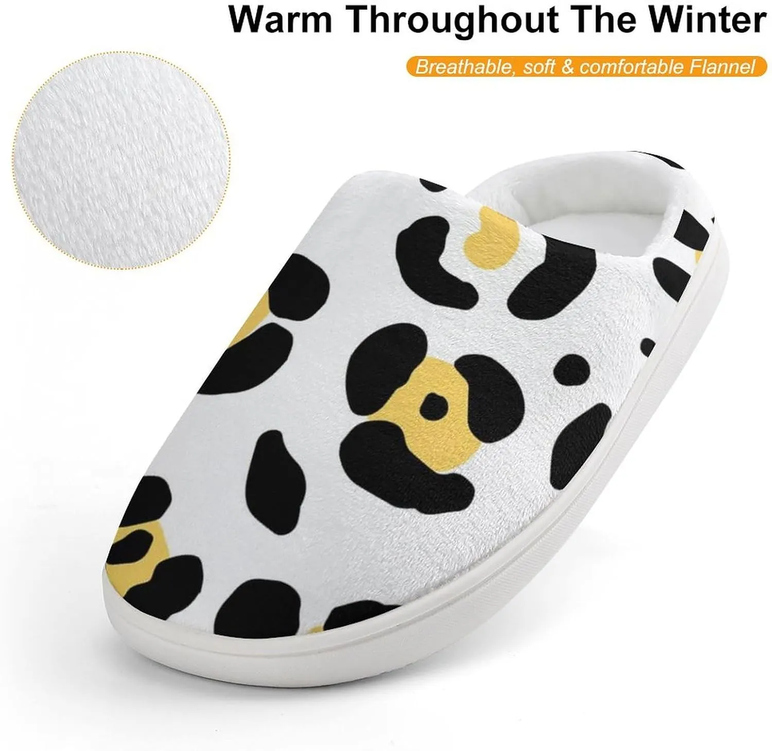 Animal Leopard Print Pattern Boys Girls House Slippers with Microfleece Lining Cozy Household Shoes Non-slip for Kids